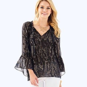 SALE! Lilly Pulitzer black Matilda Silk Clip Top